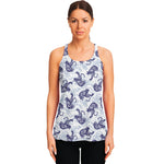 Japanese White Tiger Pattern Print Women's Racerback Tank Top