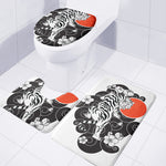 Japanese White Tiger Tattoo Print 3 Piece Bath Mat Set