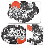 Japanese White Tiger Tattoo Print 3 Piece Bath Mat Set
