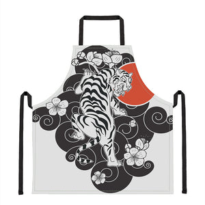 Japanese White Tiger Tattoo Print Apron