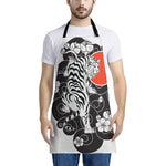 Japanese White Tiger Tattoo Print Apron