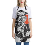 Japanese White Tiger Tattoo Print Apron