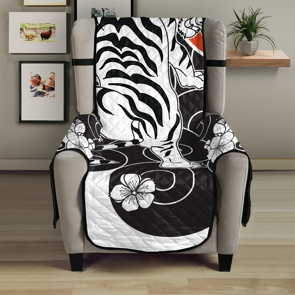 Japanese White Tiger Tattoo Print Armchair Protector