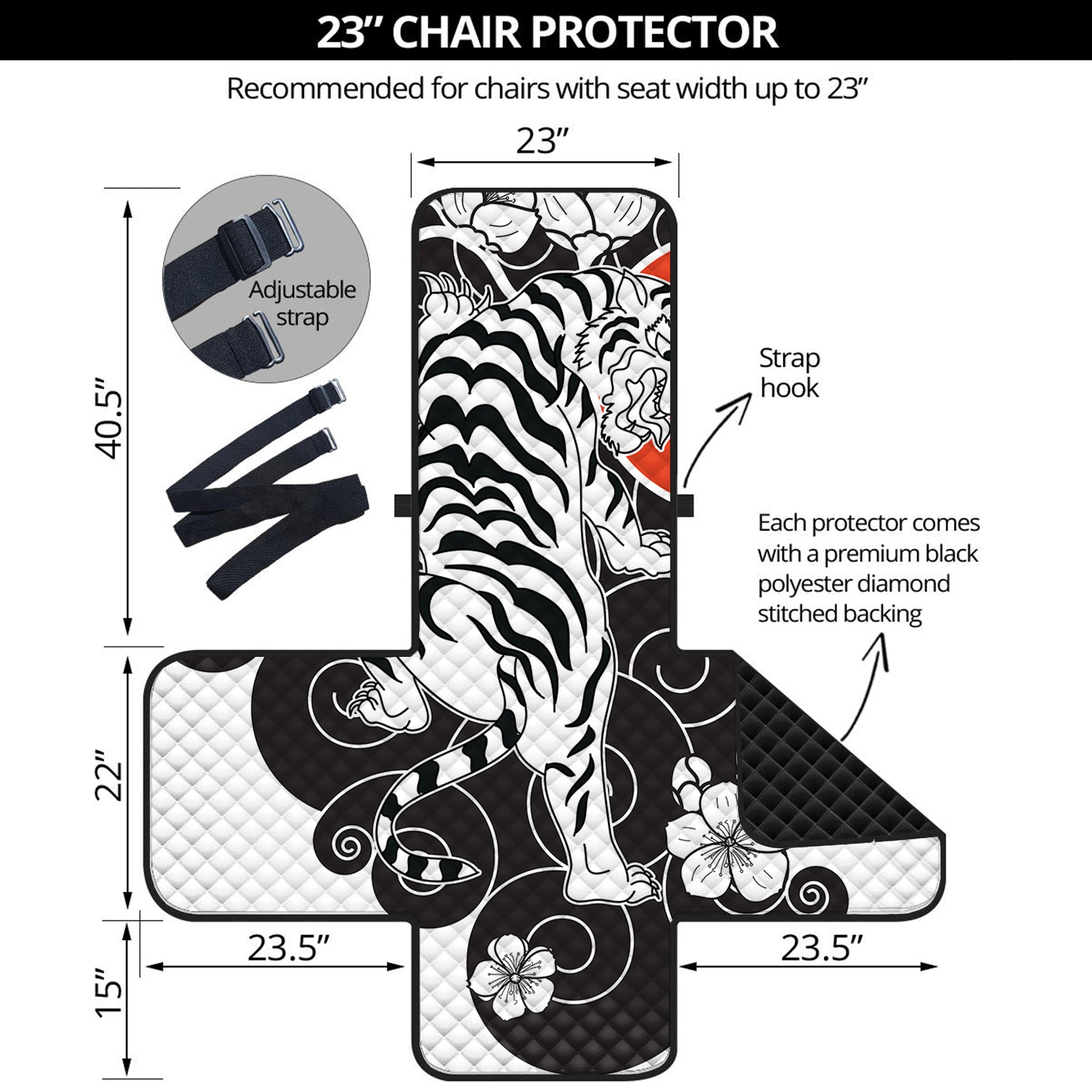 Japanese White Tiger Tattoo Print Armchair Protector