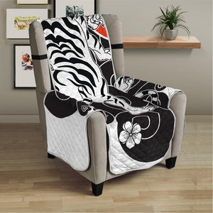 Japanese White Tiger Tattoo Print Armchair Protector