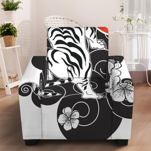 Japanese White Tiger Tattoo Print Armchair Slipcover