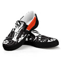 Japanese White Tiger Tattoo Print Black Slip On Sneakers