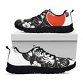 Japanese White Tiger Tattoo Print Black Running Shoes