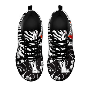 Japanese White Tiger Tattoo Print Black Sneakers