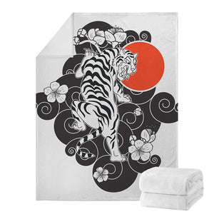 Japanese White Tiger Tattoo Print Blanket