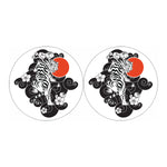 Japanese White Tiger Tattoo Print Car Coasters