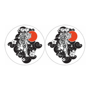 Japanese White Tiger Tattoo Print Car Coasters