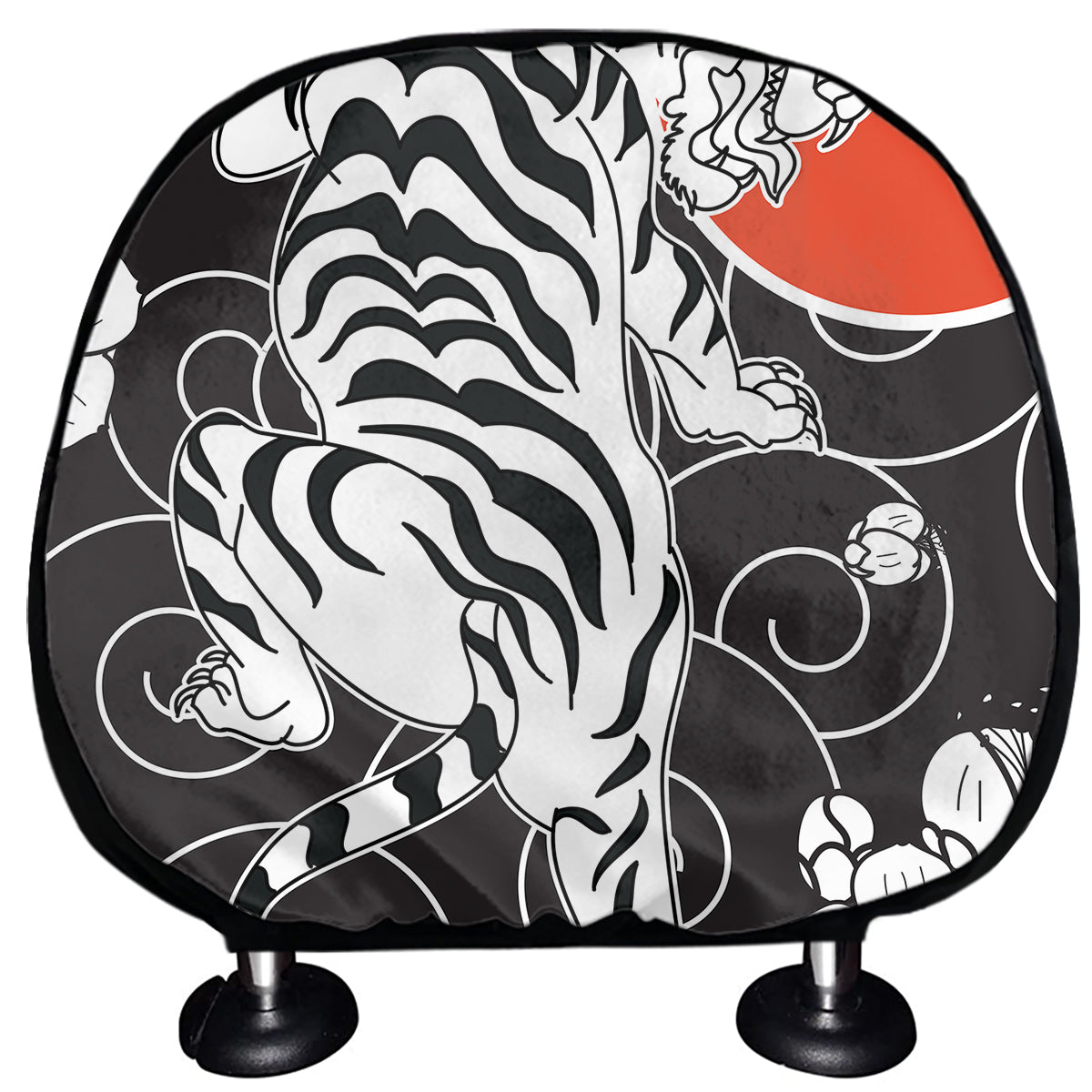 Japanese White Tiger Tattoo Print Car Headrest Covers