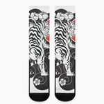 Japanese White Tiger Tattoo Print Crew Socks