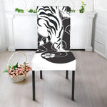 Japanese White Tiger Tattoo Print Dining Chair Slipcover