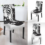 Japanese White Tiger Tattoo Print Dining Chair Slipcover