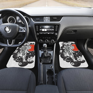 Japanese White Tiger Tattoo Print Front and Back Car Floor Mats
