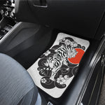 Japanese White Tiger Tattoo Print Front and Back Car Floor Mats