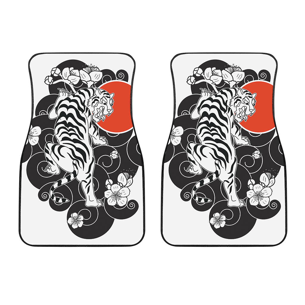 Japanese White Tiger Tattoo Print Front Car Floor Mats