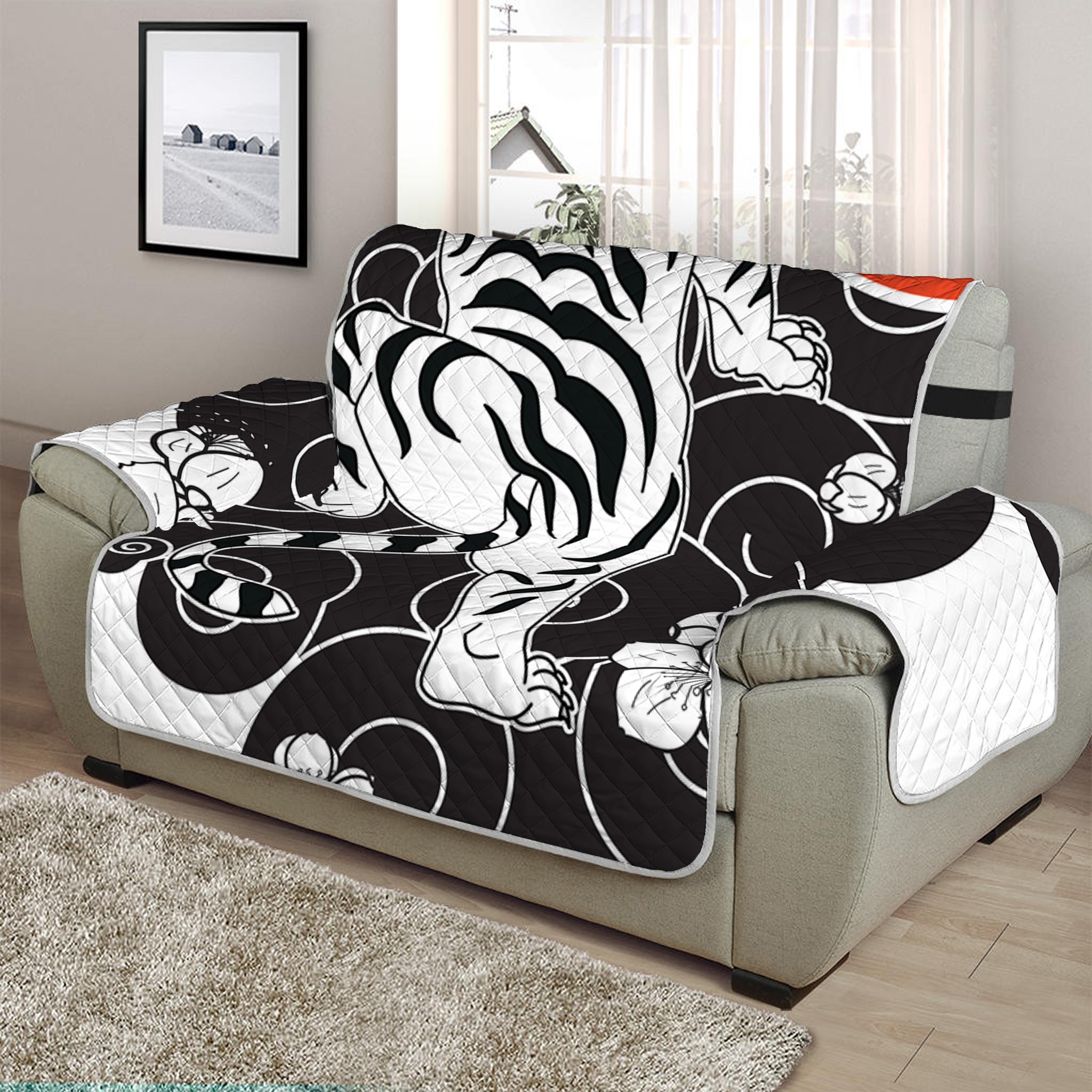 Japanese White Tiger Tattoo Print Half Sofa Protector