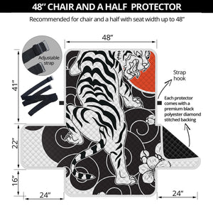 Japanese White Tiger Tattoo Print Half Sofa Protector