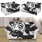 Japanese White Tiger Tattoo Print Loveseat Slipcover