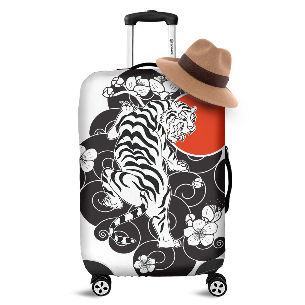 Japanese White Tiger Tattoo Print Luggage Cover