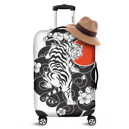 Japanese White Tiger Tattoo Print Luggage Cover