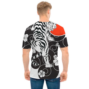 Japanese White Tiger Tattoo Print Men's T-Shirt