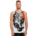 Japanese White Tiger Tattoo Print Men's Tank Top