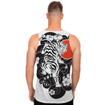 Japanese White Tiger Tattoo Print Men's Tank Top