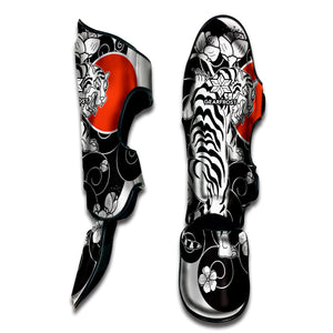 Japanese White Tiger Tattoo Print Muay Thai Shin Guard