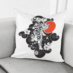 Japanese White Tiger Tattoo Print Pillow Cover