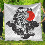 Japanese White Tiger Tattoo Print Quilt