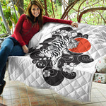 Japanese White Tiger Tattoo Print Quilt