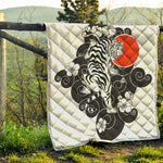 Japanese White Tiger Tattoo Print Quilt