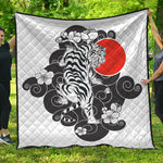 Japanese White Tiger Tattoo Print Quilt