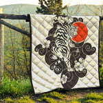 Japanese White Tiger Tattoo Print Quilt