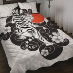 Japanese White Tiger Tattoo Print Quilt Bed Set