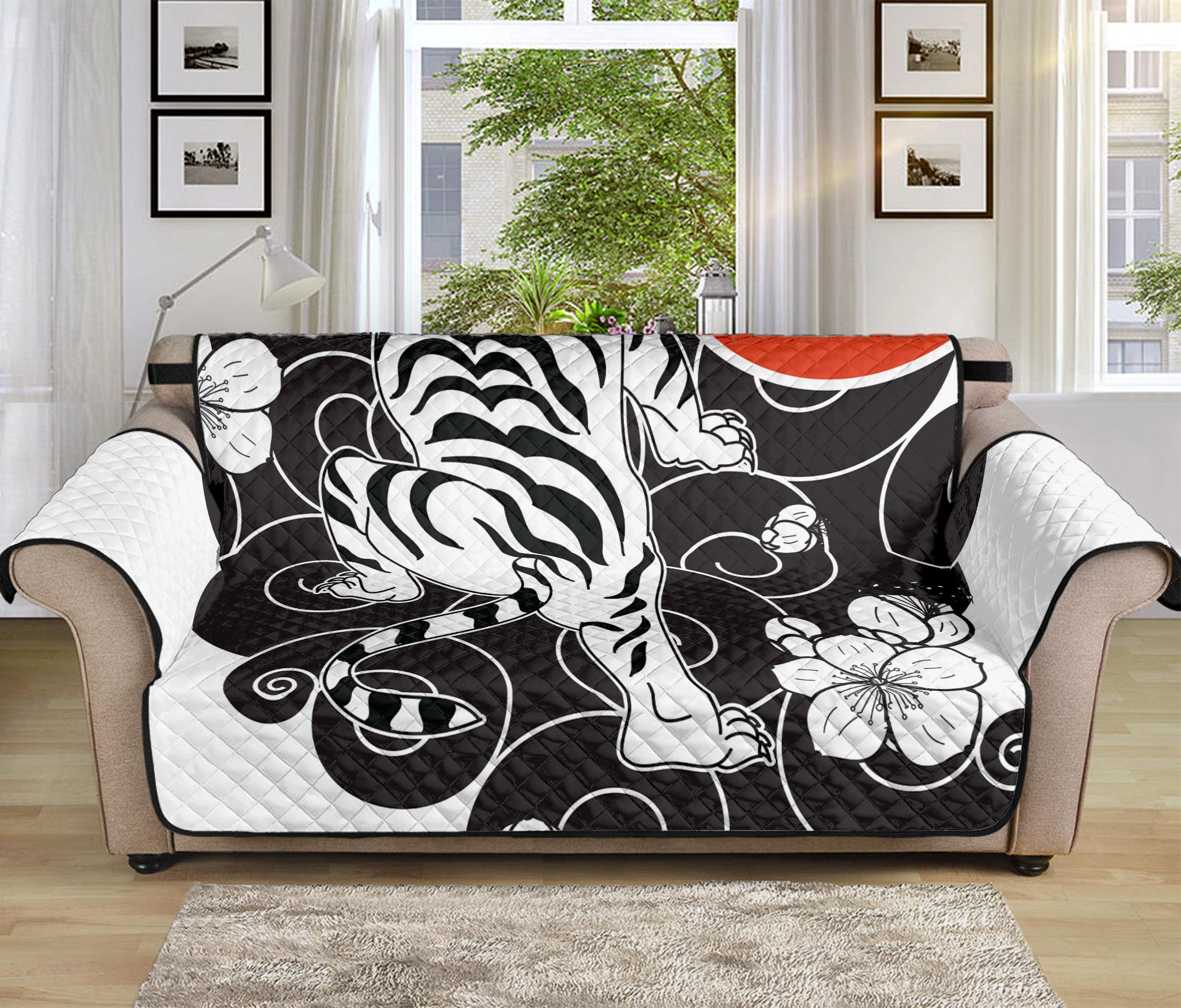 Japanese White Tiger Tattoo Print Sofa Protector