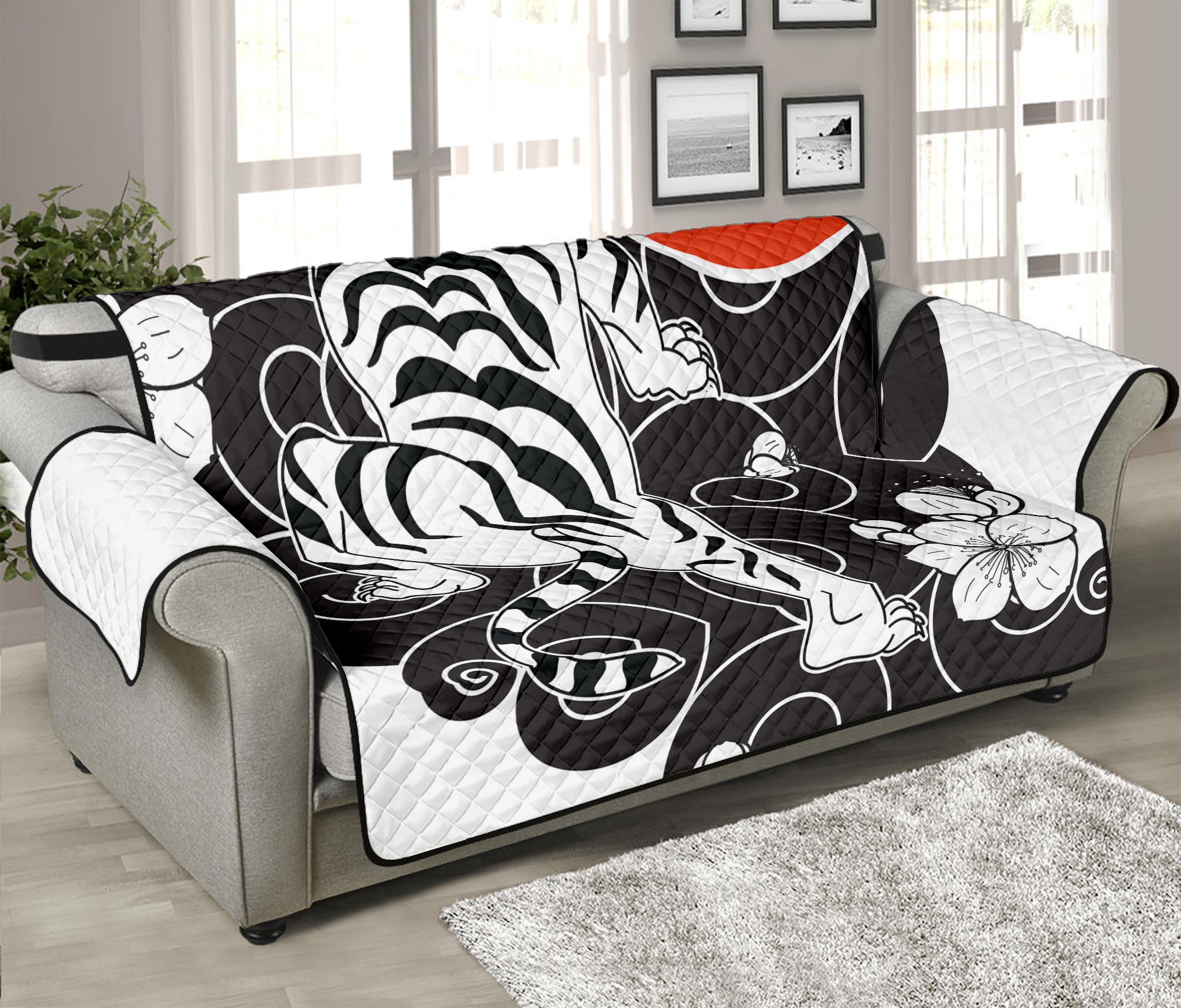 Japanese White Tiger Tattoo Print Sofa Protector