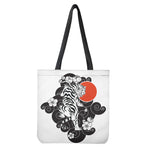 Japanese White Tiger Tattoo Print Tote Bag