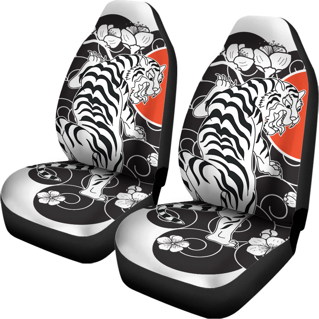 Japanese White Tiger Tattoo Print Universal Fit Car Seat Covers