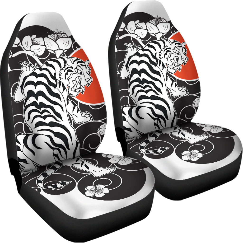 Japanese White Tiger Tattoo Print Universal Fit Car Seat Covers