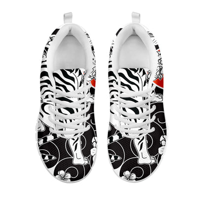 Japanese White Tiger Tattoo Print White Sneakers
