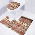Jesus Religious Words Print 3 Piece Bath Mat Set