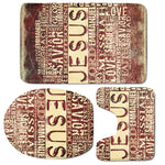 Jesus Religious Words Print 3 Piece Bath Mat Set