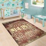 Jesus Religious Words Print Area Rug