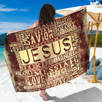 Jesus Religious Words Print Beach Sarong Wrap