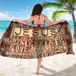 Jesus Religious Words Print Beach Sarong Wrap